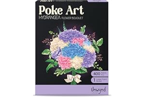 UNWYND Poke Art Hydrangea Flower Bouquet, Mess-Free Sewing Fabric Arts & Crafts for Adults, Needlepoint Teen Craft Kit,Birthday Gifts for Teen Girls,Art and Craft Kit for Teens,Easy Crafts for Adults & Women