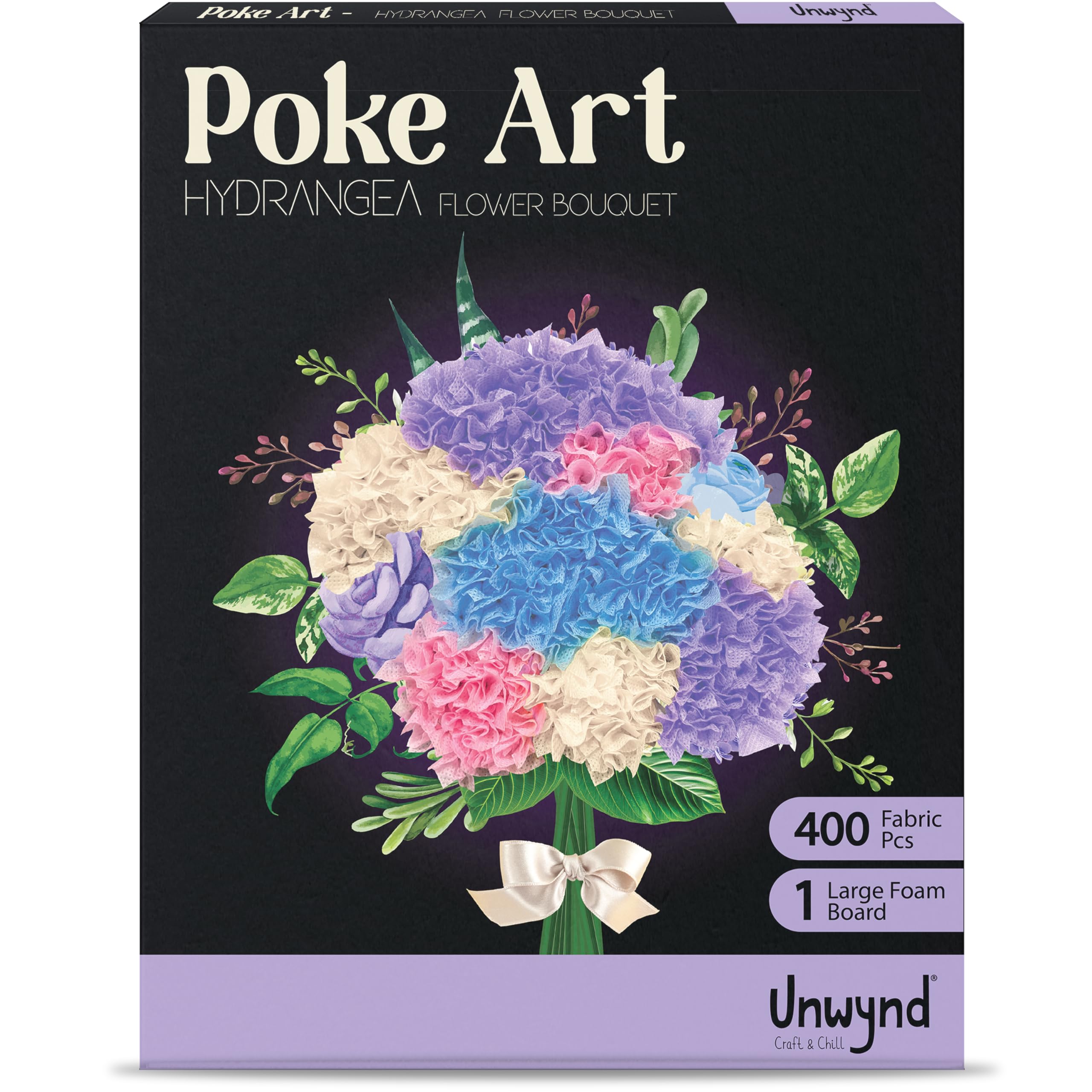 Unwynd Poke Art Hydrangea Flower Bouquet, Mess-Free DIY Craft Kit for Adults, Perfect Valentine’s Day Gift, Home Décor, Gifts for Women and Men
