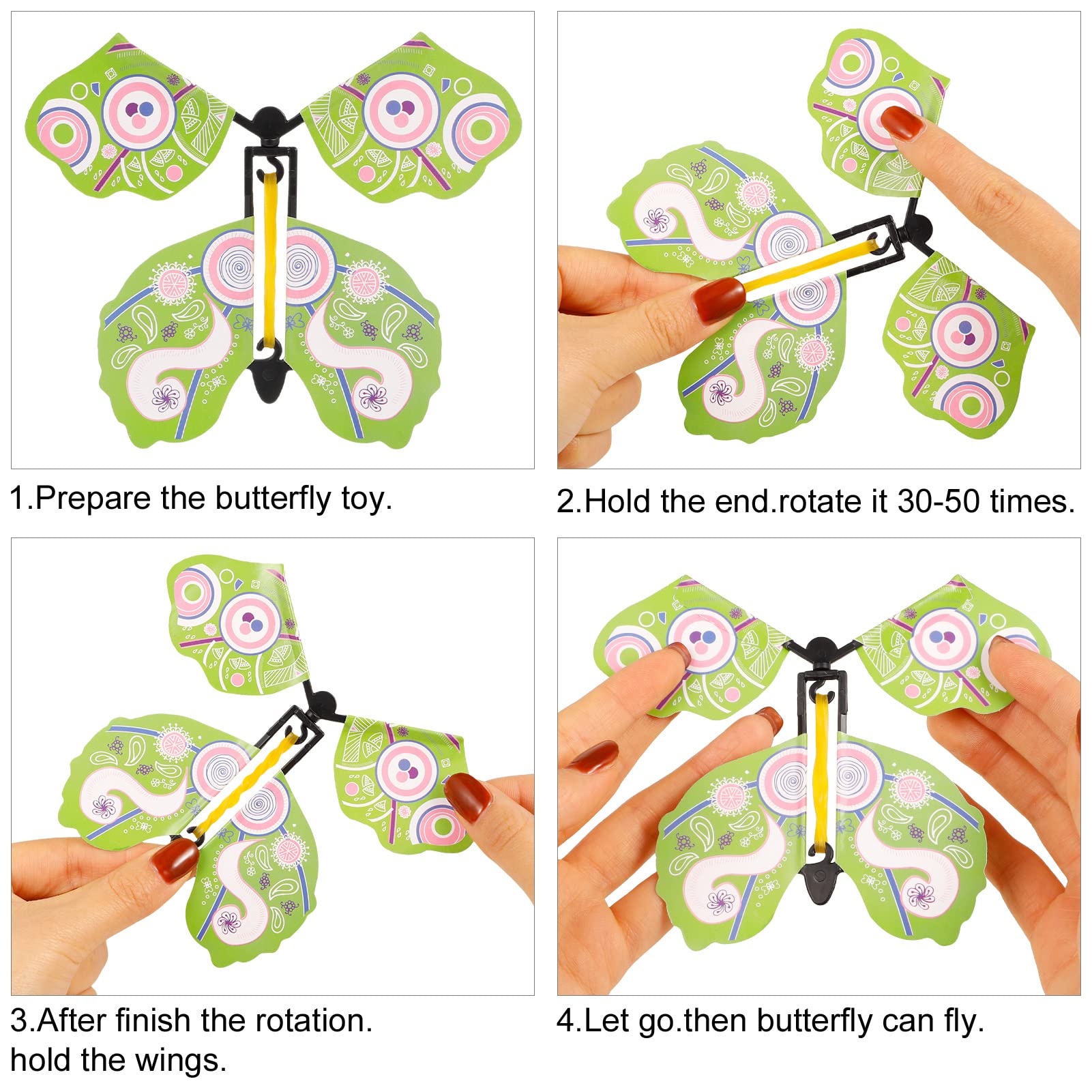 Chenkaiyang 20 Pcs Magic Flying Butterfly, Wind Up Butterfly Toy Rubber Band Powered Flying Butterflies Surprise Gift for Explosion Box Envelope Wedding Birthday Party (20 Classic Style)