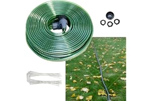 SECBULK 50 FT Flat Sprinkler Hose for Lawn Watering Garden Soaker Hose with Holes, Heavy Duty Lightweight No-Kink Water Hose with Stakes, Irrigation Hose, Great Fun for Kids and Dog