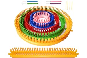 ALIMELT Round Knitting Loom Set Long Knitting Board Weave Loom Craft Yarn Kit DIY Tool Crochet Hooks Knitting Needles Hat Scarf Shawl Sweater Sock Blankets Knitter