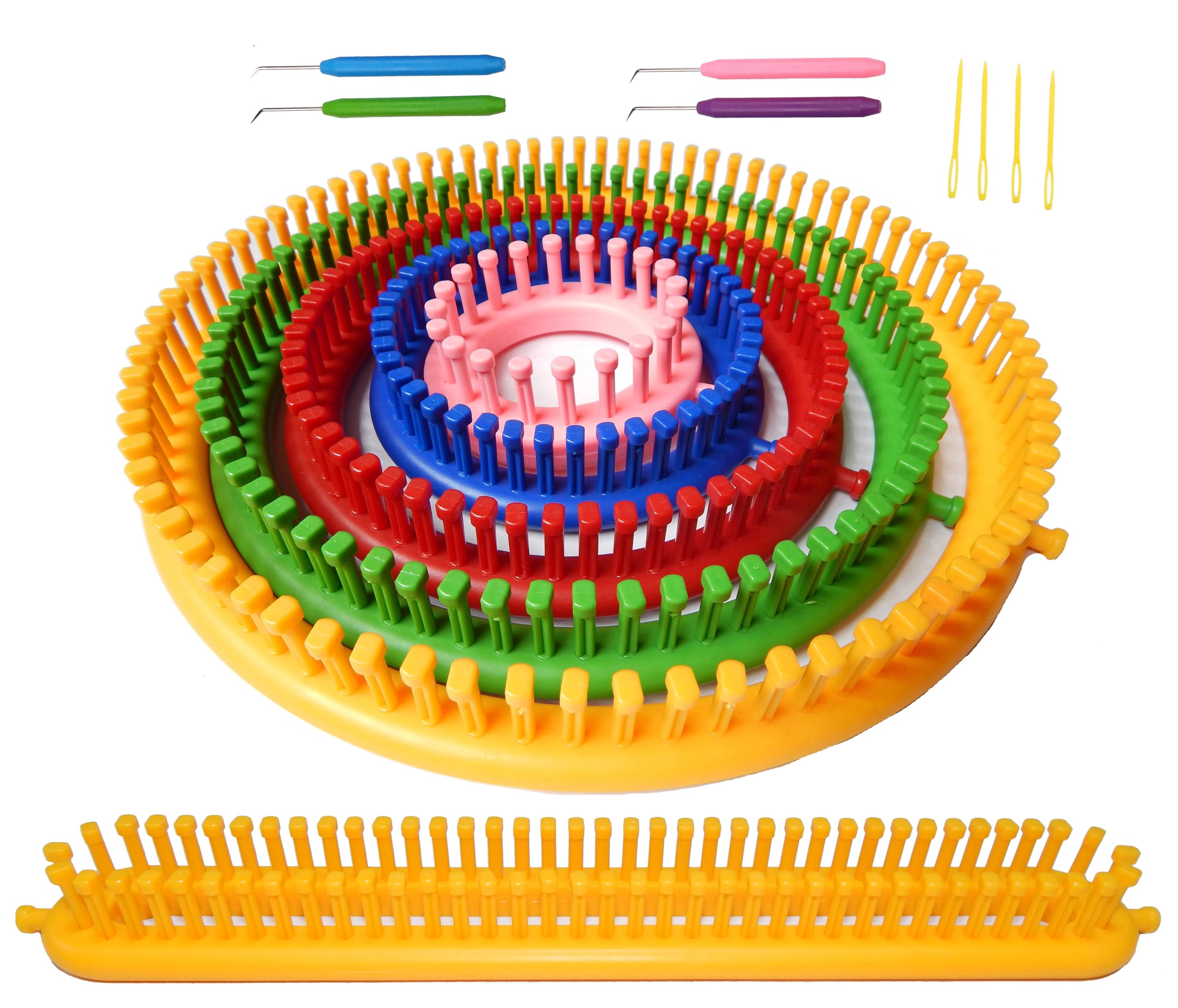 Photo 1 of ALIMELT Round Knitting Loom Set Long Knitting Board Weave Loom Craft Yarn Kit DIY Tool Crochet Hooks Knitting Needles Hat Scarf Shawl Sweater Sock Blankets Knitter