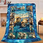 Otter Throw Blanket Otter Stuff Gifts for Kids Girls Boys Adults Women Men Soft Cozy Warm Plush Fluffy Fuzzy Fleece Blanket Decor 40''X50''