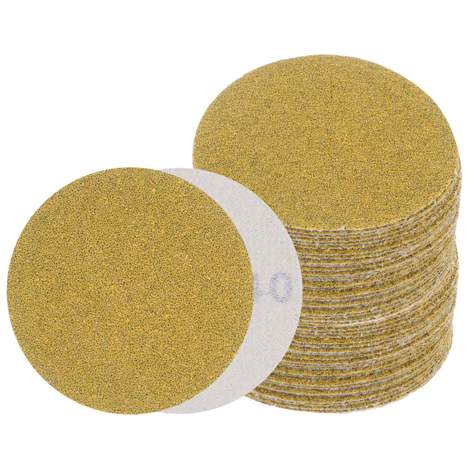 Kozelo 50pcs No Hole Sanding Discs- [ 3 Inch 40 Grit ] Round Hook and Loop Grip Sanding Pads Sheet Sandpaper for Automotive Woodworking Metal Polishing Use| Gold, Aluminum Oxide