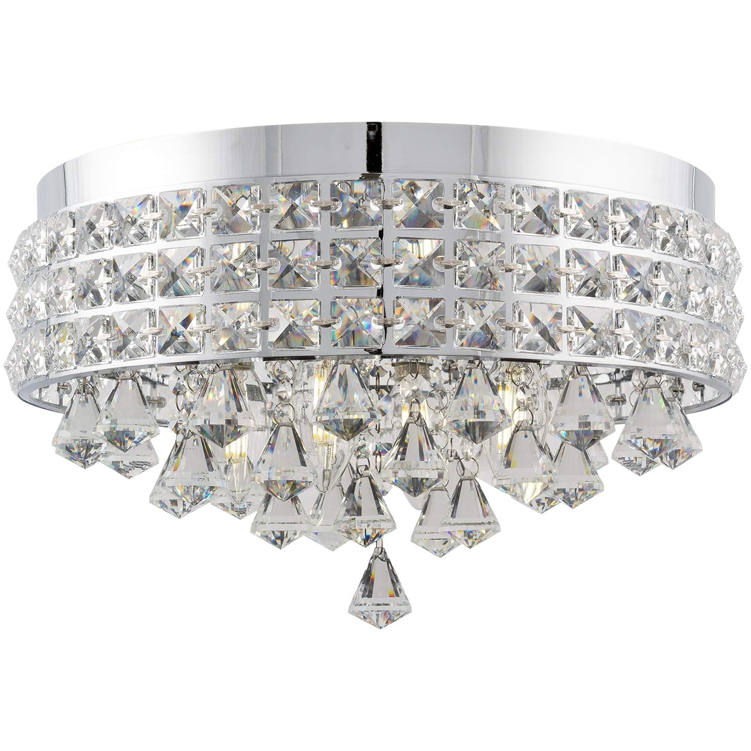 Kira Home Gemma 15 Modern Chic 4 Light Flush Mount Crystal