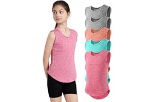Mexholin 6/5 Pack Girls Tank Tops Quick Dry Sleeveless Girls Athletic Tank Tops for Yoga Running Dance Workout