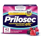Prilosec OTC, Omeprazole Delayed Release 20mg, Acid Reducer, Treats Frequent Heartburn for 24 Hour Relief, All Day, All Night*, Heartburn Medicine, 20mg, Wildberry Flavor, 42 Tablets