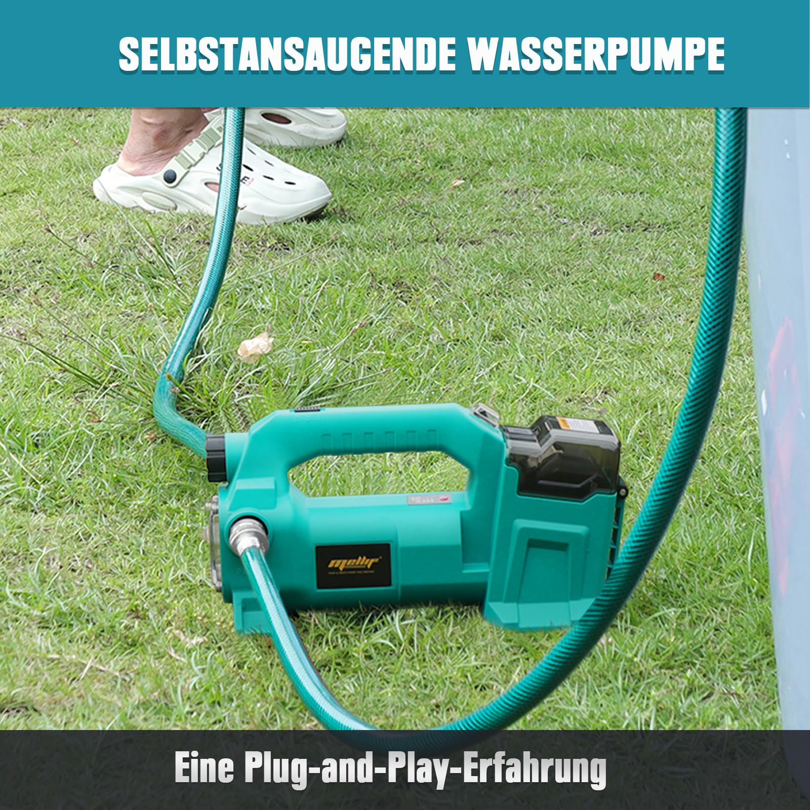 Mellif Akku Wasserpumpe für Makita Akku 18V, Gartenpumpe mit Akku 4000 mAh,Bürstenlos Motor,Fördermenge 1895 L/h,Förderhöhe 18 m,LED Licht für Garten (inkl. MELLIF 2 Akku 2.0 Ah + 1 Ladegerät 2.0Ah) 7