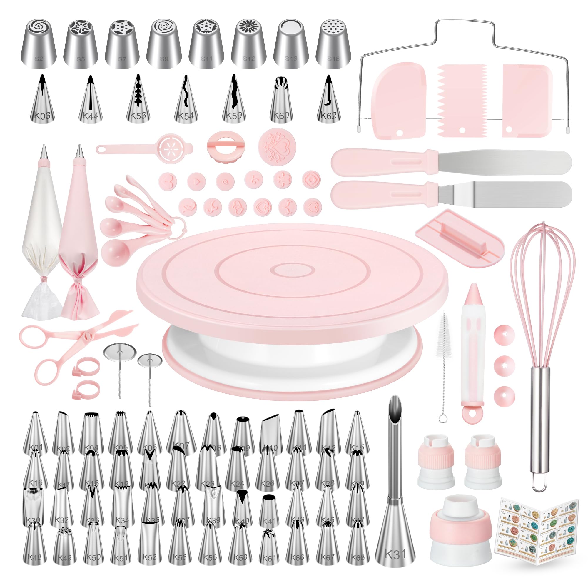Photo 1 of Kootek 158 Pcs Cake Decorating Kit with Cake Turntable, 64 Piping Tips, 50+2 Pastry Bags, Frosting Spatulas, Leveler, Scrapers, Fondant Molds, and More Baking Supplies Decorating Tools