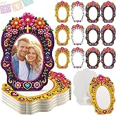 Humyoun 12 Pack Dia De Los Muertos Decor, Day of The Dead Picture Frames | Freestanding Sugar Skull Cardstock Ofrenda Altar Decor Fit 4 x 6 Inch Photos, for Halloween Traditional Mexican Home Decor