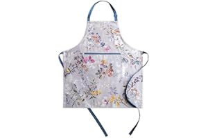 Maison d' Hermine Apron 100% Cotton 1 Piece Adjustable Neck Strap Apron with Center Pocket & Long Ties for Mothers Day Gifts, Chef, Women & Men, Equinoxe (Grey) - Thanksgiving/Christmas(27.50"x31.50")