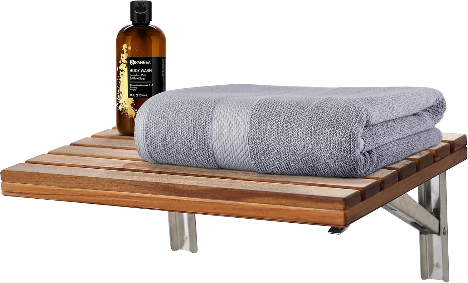 ANZZI Goreme 24 in x 12.6 in Wall Mounted Folding Teak Shower Seat