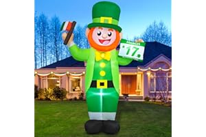 MICOCAH 7 FT St Patricks Day Inflatables Outdoor Decorations, Leprechaun Inflatable with Irish Flag Build-in LED Lights Blow Up Yard Decoration for St. Patrick's Day Decor Lawn Garden Home Indoor