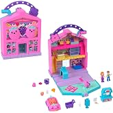 Polly Pocket Pollyville Fresh Market Dolls &amp; Playset, Food Toy with 2 Micro Dolls, 12 Accessories Include Toy Car &amp; Pet