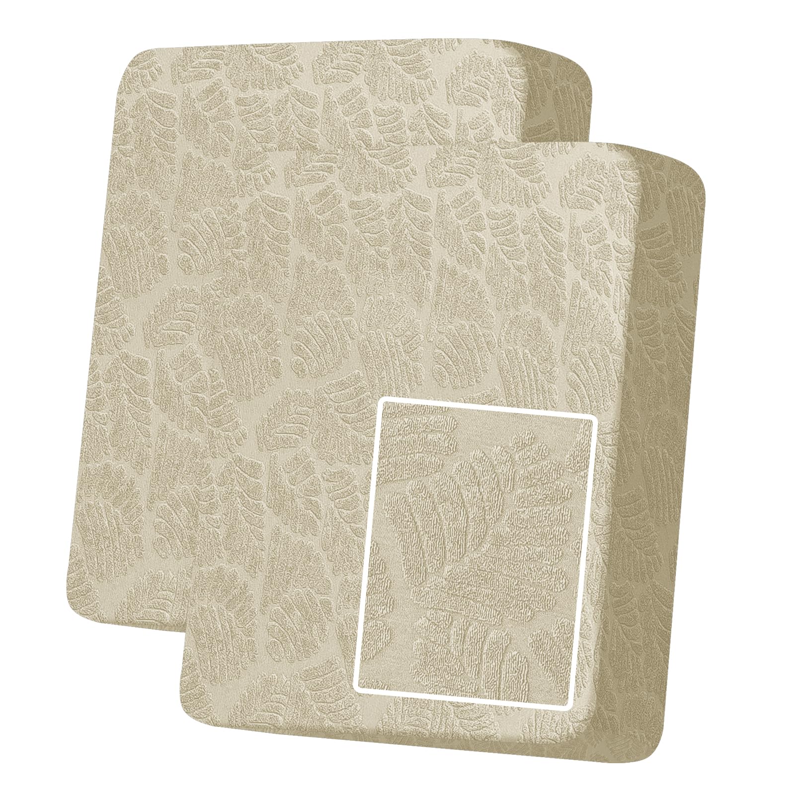 MAXIJIN Stretch Sofa Seat Cushion Cover Jacquard Sofa Seat Cover Non-Slip Couch Seat Slipcover Protector Replacement for Individual Cushion with Elastic Bottom (Beige, 1 Seater*2)