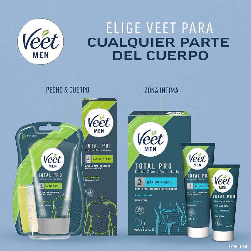 Men Kit de Depilación para Zonas Íntimas del Cuerpo, Crema Depilatoria Hombre y Bálsamo Post-Depilación, Color Gris, Juego de 2 piezas