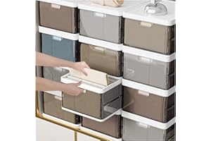 Gsiekare 4 Pack Storage Bin with lid, Upgraded 24 Qt Closet Organizers and Storage, Collapsible Totes For Storage, Plastic Stackable Storage Bins, Storage Box for Clothes Toys