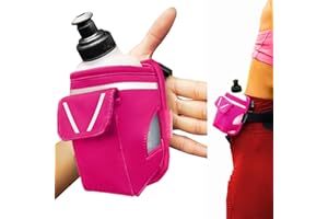 RUNTASTY 2-in-1 Running Fun – Handheld 12 Oz Water Bottle & Running Belt Add-On – No-Grip Design, Straps on Hand & Slides on Belt, Waterproof Pocket for Money, Keys, Gels – Maximize Time, Freedom & Health