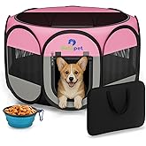 Playpen for Small Dogs Cats Crate: Puppy Play Pen Indoor Outdoor Foldable Potable Exercise Cage Pop up Kennel for Guinea Pig 