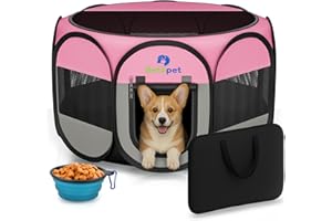Playpen for Small Dogs Cats Crate: Puppy Play Pen Indoor Outdoor Foldable Potable Exercise Cage Pop up Kennel for Guinea Pig 