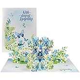 MeeSunnie Paper With Deespest Sympathy Pop Up Greeting Card, Loss of Pet, Mom, Dad, Child, Thinking Of You for Loved One with Envelope (Blue Hydrangea with Butterfly)