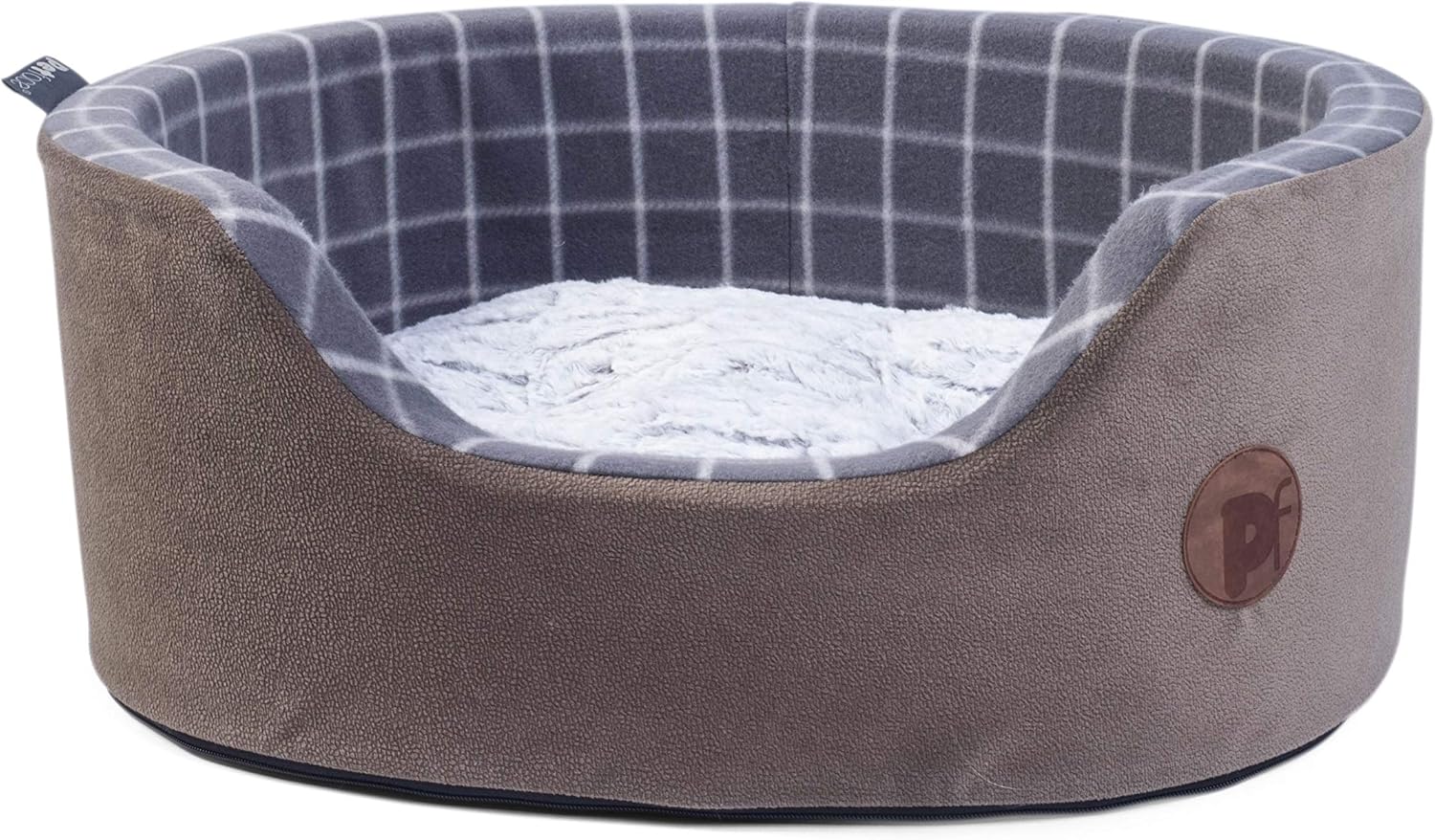 Petface Foam Oval Pet Bed, Grey Check, Large, L Amazon.co.uk Pet Supplies
