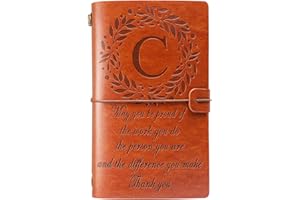 Filten Thank You Gifts Monogrammed Initial Leather Journal Make a Difference Notebook Inspirational Gifts Appreciation Gifts Employee Boss Pastor Volunteer Nurse Doctors Teacher Coworkers for Women