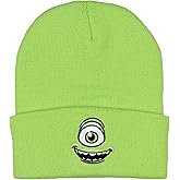 NEFF Monsters Inc. Mike Wazowski Embroidered Face Fold Cuff Adult Beanie OSFM Green