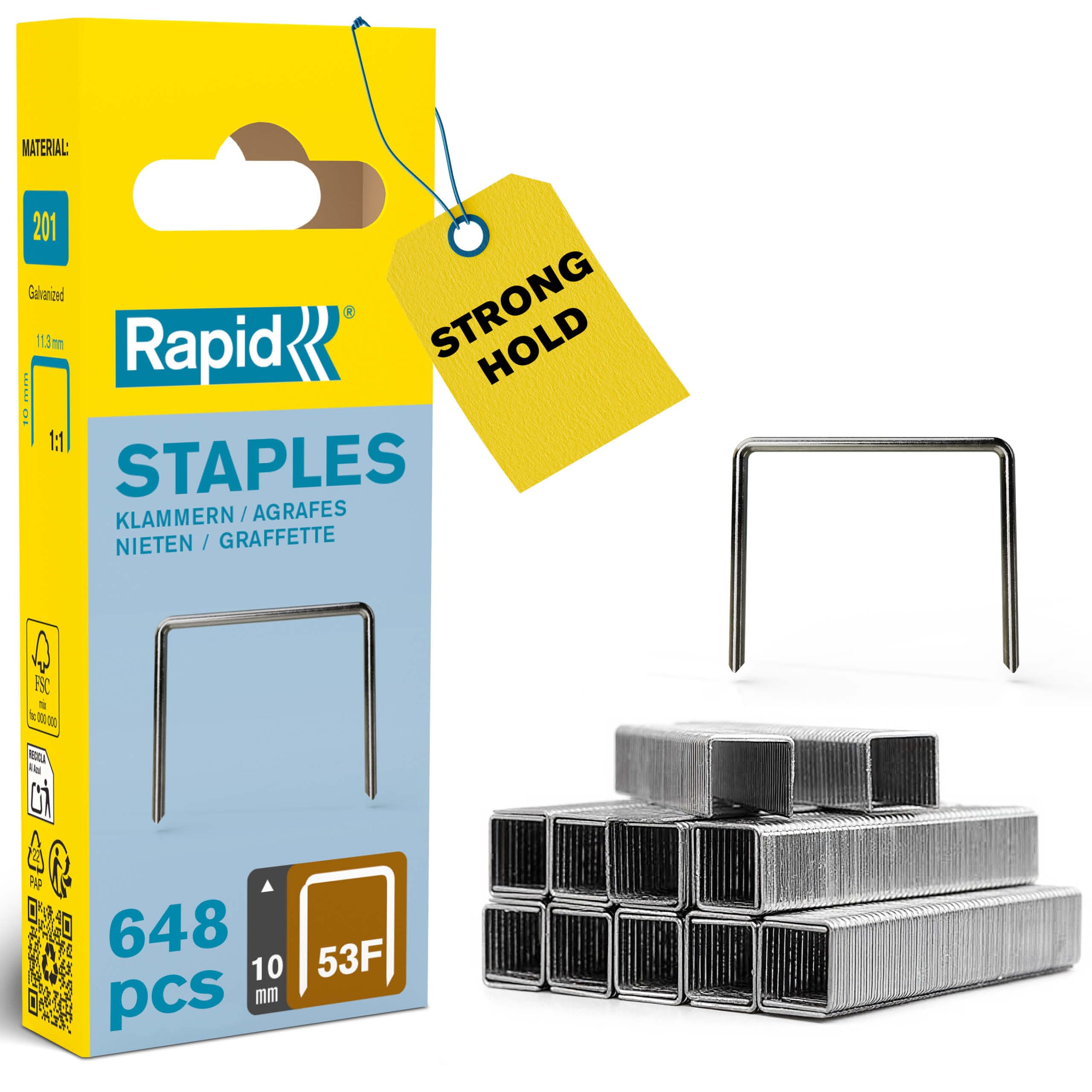 Rapid High Performance No.53F Staples, Leg Length: 10 mm, 5000557 - 648 Pieces