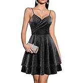 Timormode Women's Sparkly Prom Dresses Spaghetti Straps Sequin Short Cocktail Dress Backless Party Graduation Dresses