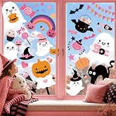 Pink Halloween Window Clings Stickers Decor for Kids Cute Decal Decorations | 9 Sheets Halloween Window Decals for Kids Room &amp; Party Indoor, Pastel Spooky Ghost Decor for Home, Office, Store, Classroom