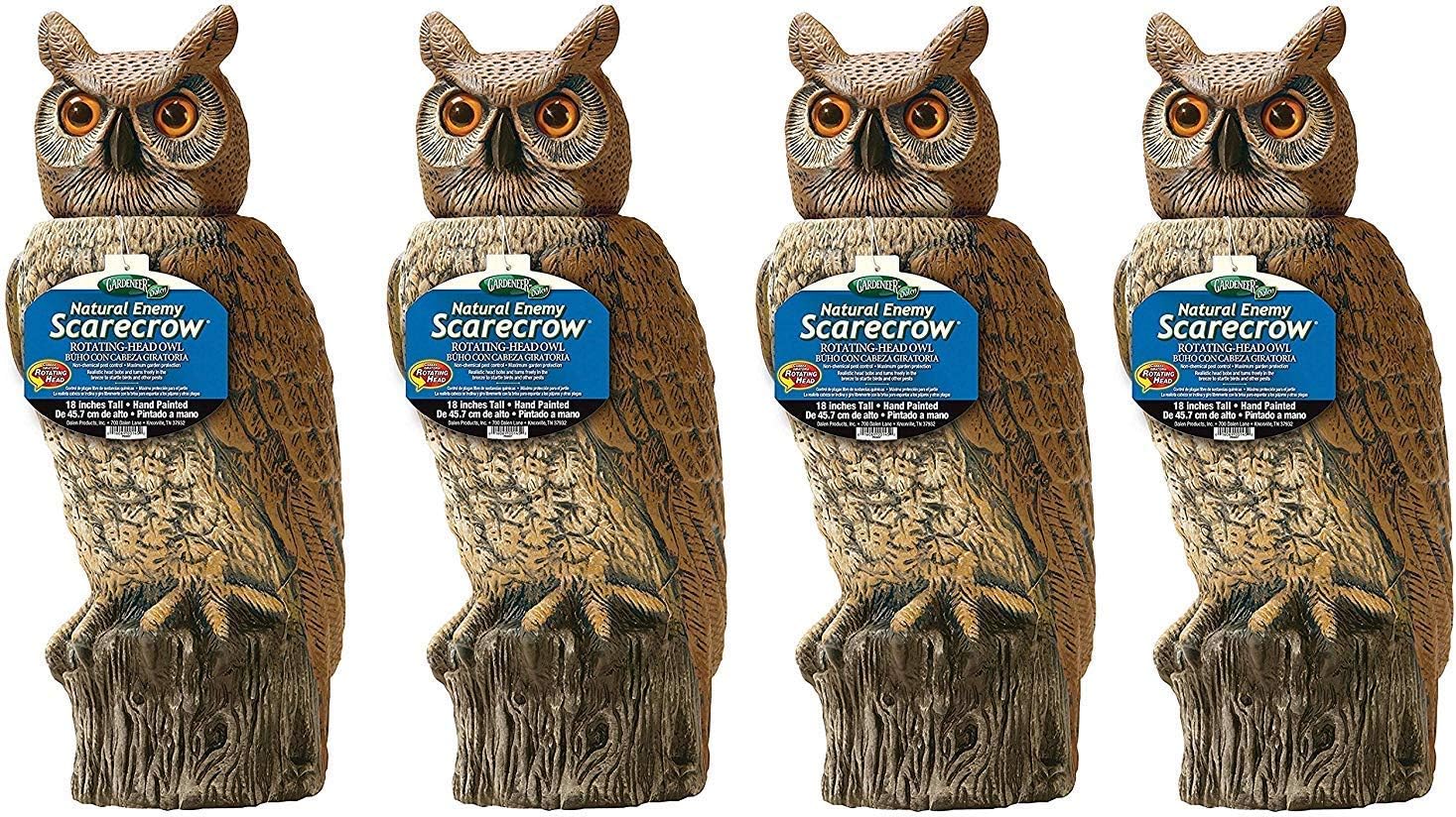 Dalen Gardeneer RHO4 Natural Enemy Scarecrow Rotating Head Owl, Brown, 18 in. H. (Pack of 4)