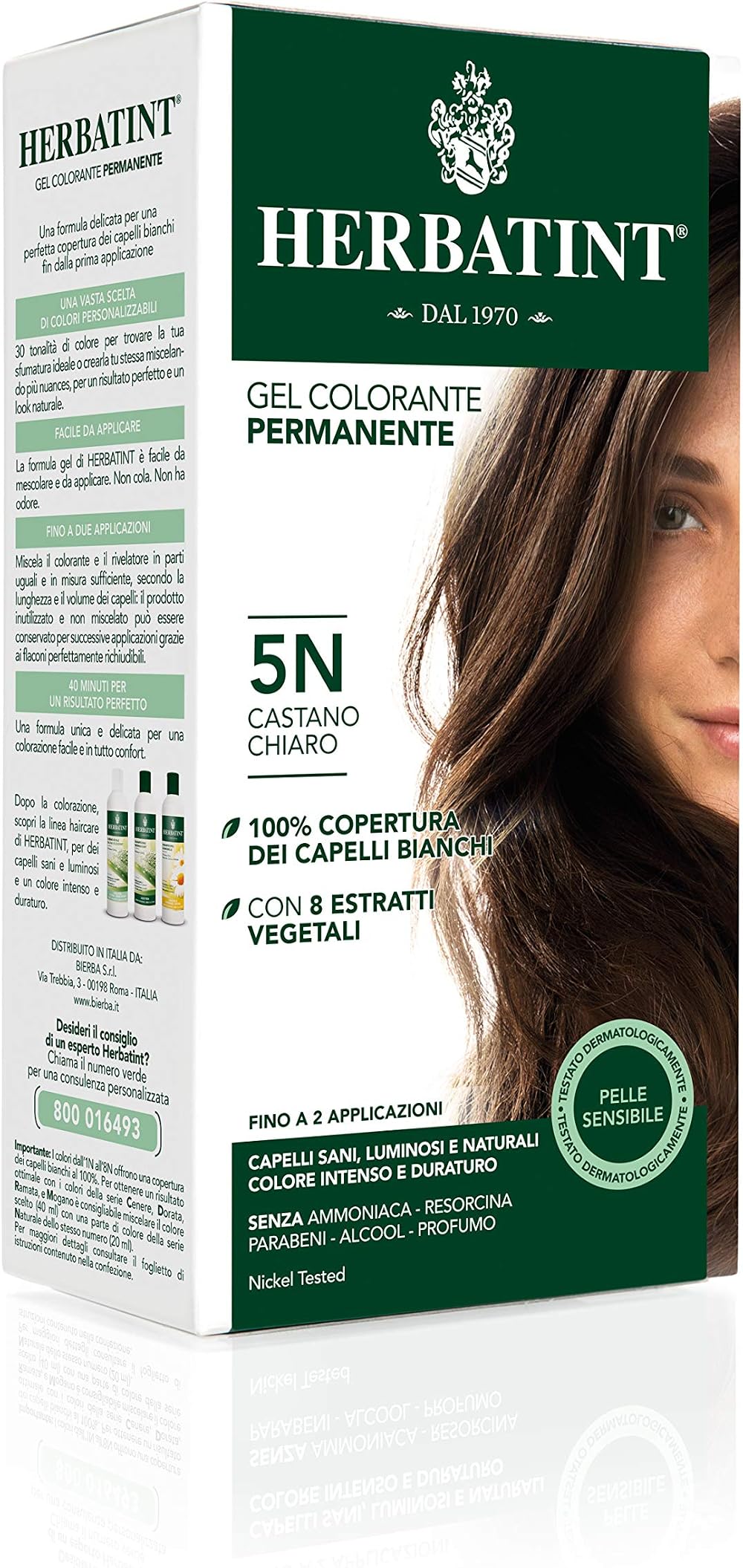 Herbatint Hair Dye 5N Light Chestnut Permanent Herbal Colour Gel 150ml
