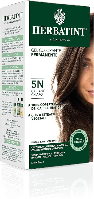 Herbatint Hair Dye 5N Light Chestnut Permanent Herbal Colour Gel 150ml