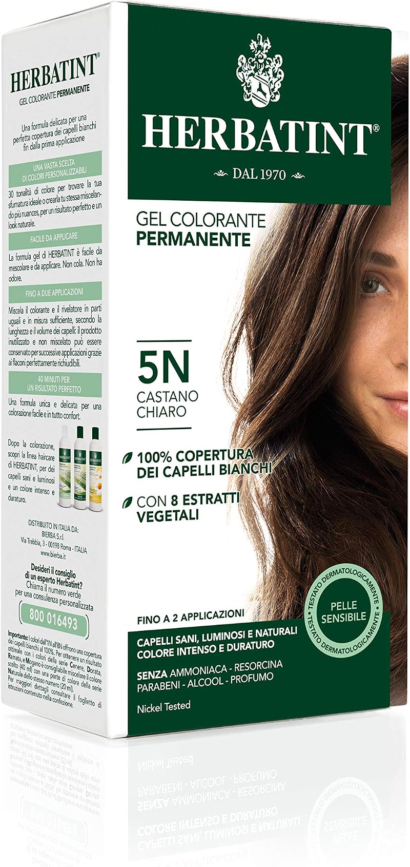 Herbatint Hair Dye 5N Light Chestnut Permanent Herbal Colour Gel 150ml