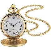 I-MART Smooth Vintage Pocket Watch with Chain (Gold)