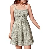 RoseSeek Girl's Summer Dress Floral Ruffle Hem Spaghetti Strap Ruched Bust Cami Short Dress Sundress