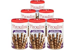Pirouline Rolled Wafers – Dark Chocolate – Rolled Wafer Sticks, Crème Filled Wafers, Rolled Cookies for Coffee, Tea, Ice Cream, Snacks, Parties, Gifts, and More – 14.1oz Tin 6 Pack