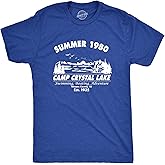 Crazy Dog Men's T Shirt Camp Crystal Lake 1980 Spooky Halloween Graphic Novelty Tees