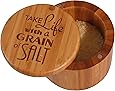 Totally Bamboo Salt Box, Take Life with a Grain of Salt, Etched Bamboo Container With Magnetic Lid For Secure Storage