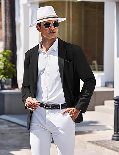 COOFANDY Mens Tweed Blazer Two Button Casual Suit Jacket