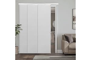 Heefen Adjustable Panel Track Blinds Manual Blackout Vertical Blinds for Sliding Door (Blackout - Texture White, 74" W x 96" H)