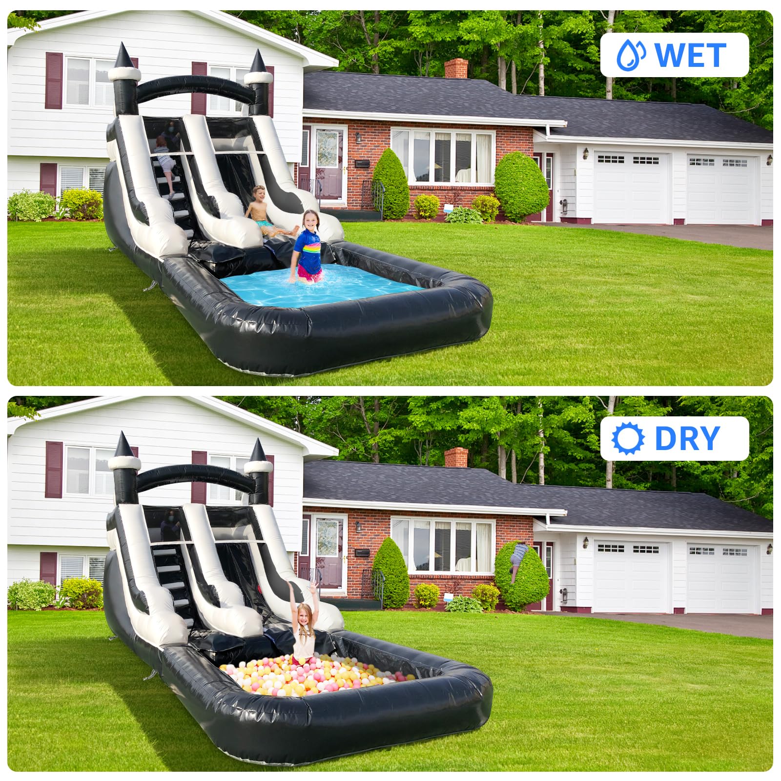 21x 9 x 12FT Inflatable Tall Water Slide with Pool-with Air Blower, for Kids and Adults, Commercial Grade 100% PVC Vinyl, Outdoor Backyard Summer Refreshing