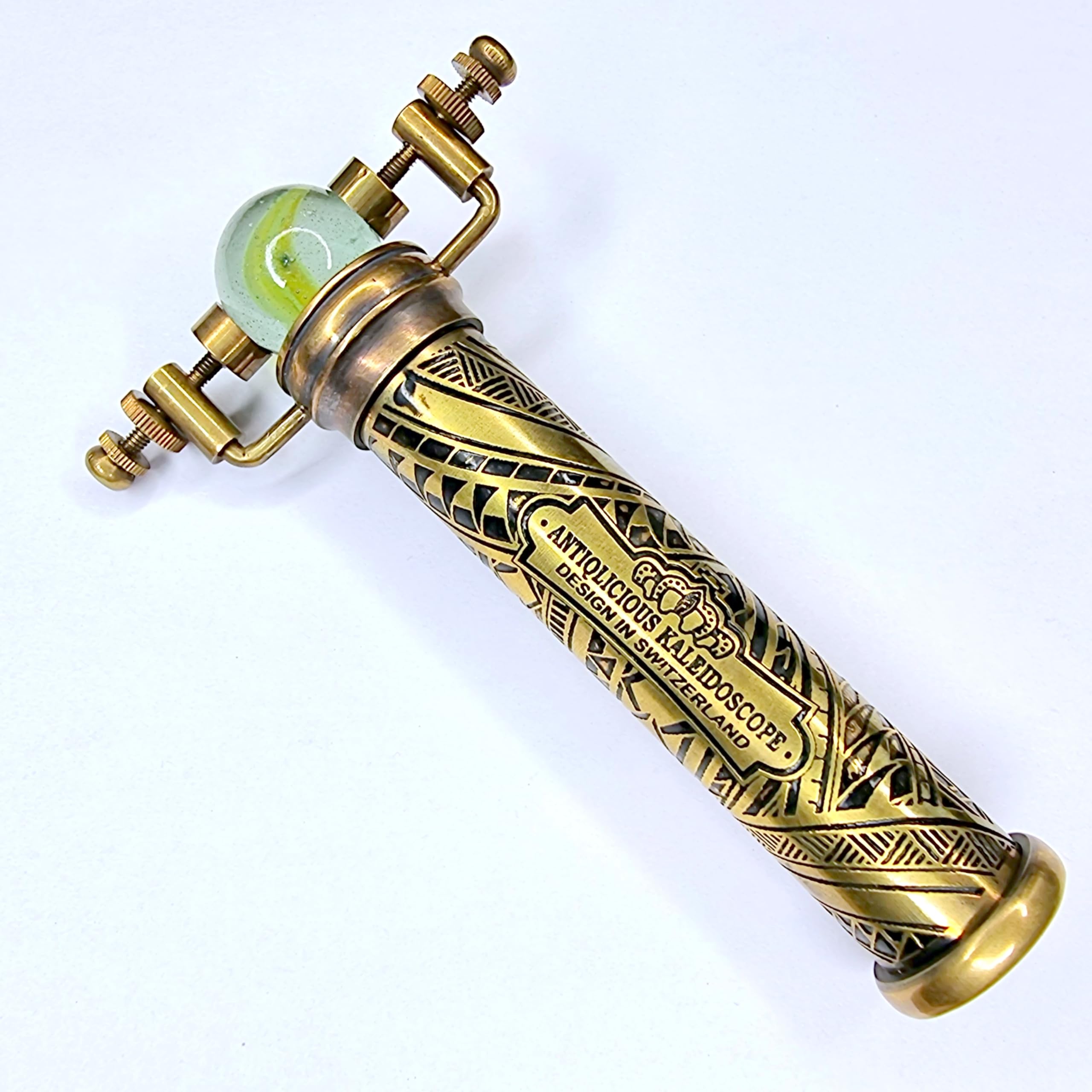 ANTIQLICIOUS Kaleidoscope Handmade Vintage Engraved Kaleidoscope With Changable front Piece | Brass Kaleido