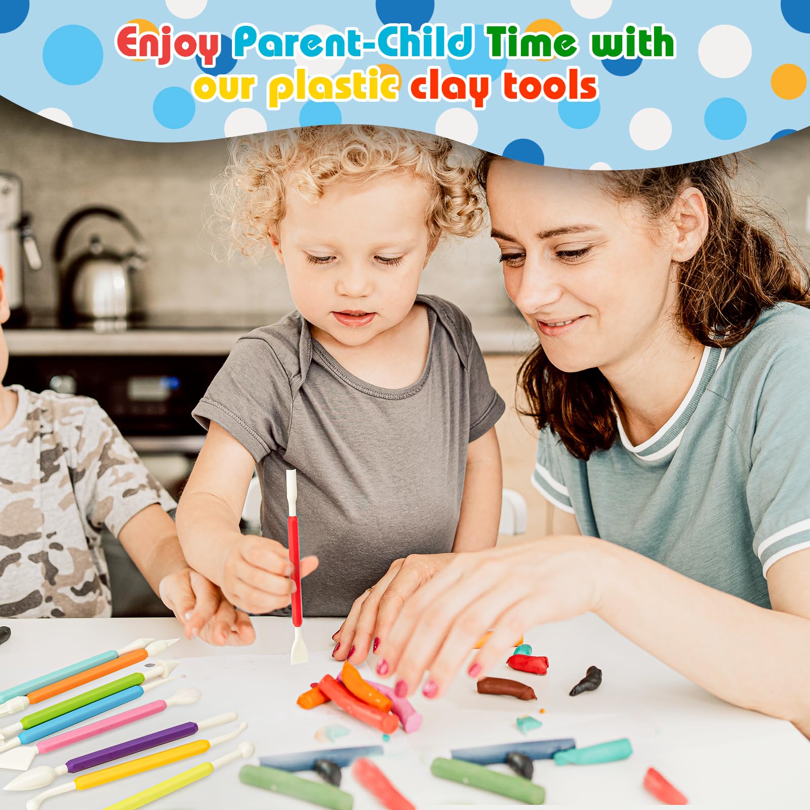 UUSYCUN 9PCS Clay Tools for Kids & Adult, UUSYCUN Plastic Air Dry Clay Tool Kit, Double-Head Sculpting Tools for Pottery, Polymer, Air Dry Clay, Modeling, Shaping, Cake Decoration