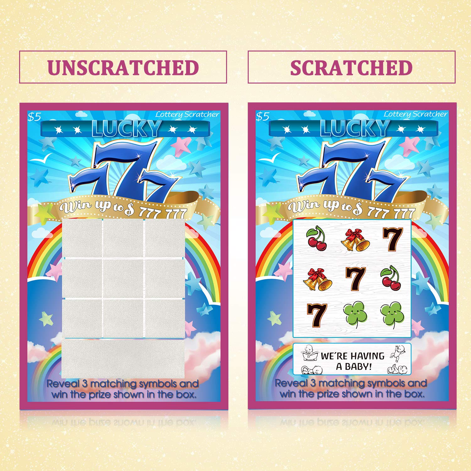 Frienda 20 Pcs Pregnancy Announcement Scratch off Cards 4 x 6 Inch Baby Announcement Lottery Tickets Pregnancy Reveal Fake Lottery Tickets Creative Ideas for Surprising Future Dad, Family and Friends