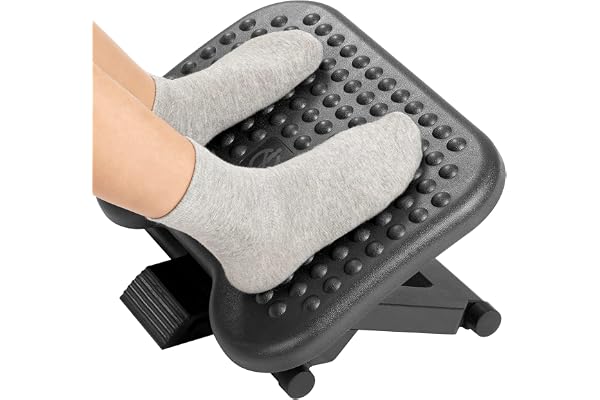 HUANUO Adjustable Footrest Under Desk - Ergonomic Foot Rest with 3 Height Position - 30 Degree Tilt Angle Adjustment for Home