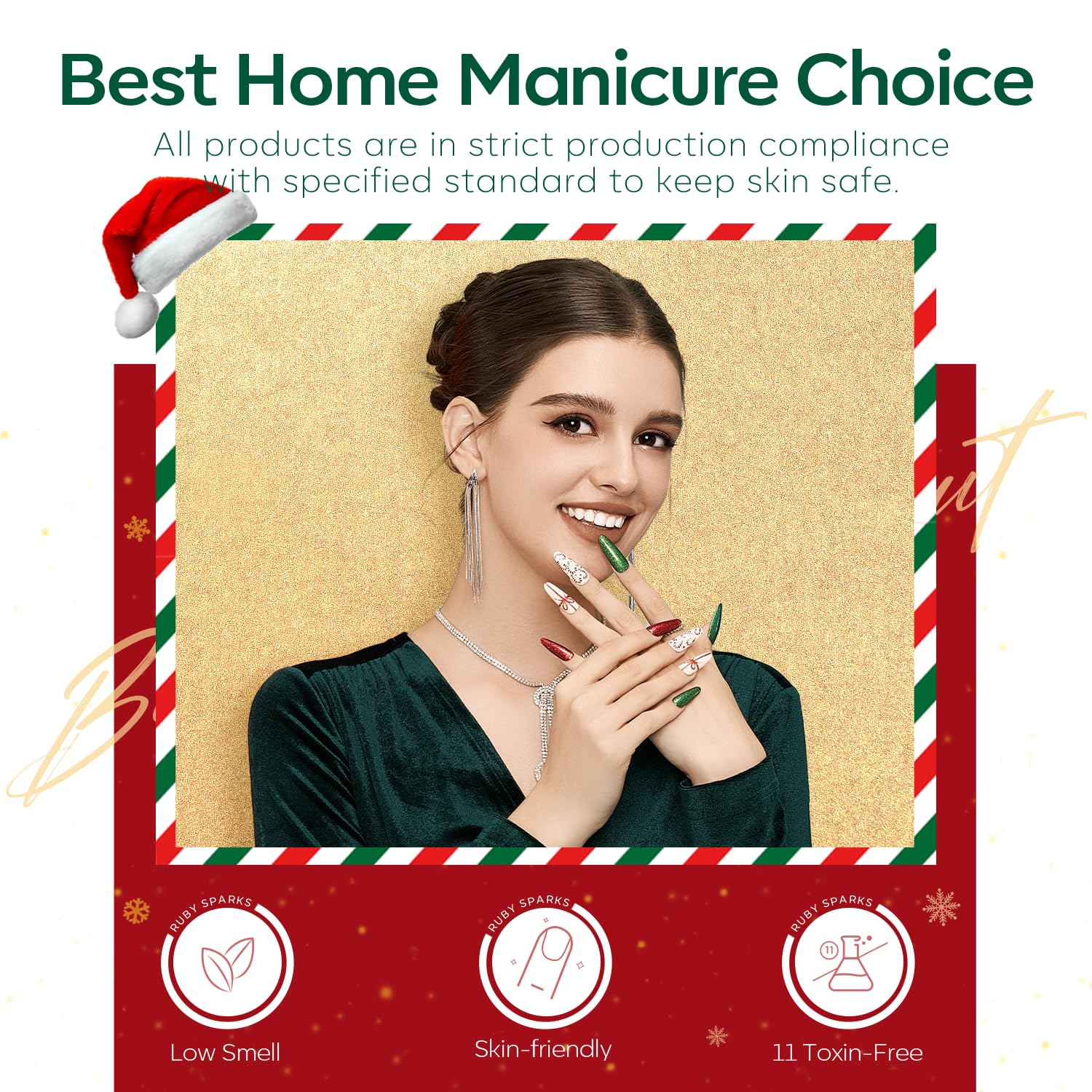 modelones 6 Colors Christmas Gel Nail Polish Set, Winter Red Glitter Dark Green White Gold Silver New Year Gel Polish Kit Soak Off Nail Art Manicure Home Gift for Women Girls - Image 8