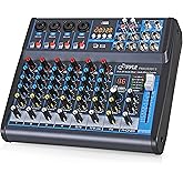 Pyle 8 Channel Bluetooth Studio Mixer - USB Computer Recording, Built-In MP3 Player, 48V Phantom Power, 16-Bit DSP FX, 3-Band EQ, XLR Combo Inputs, DJ Sound Board - PMXU83BT.5