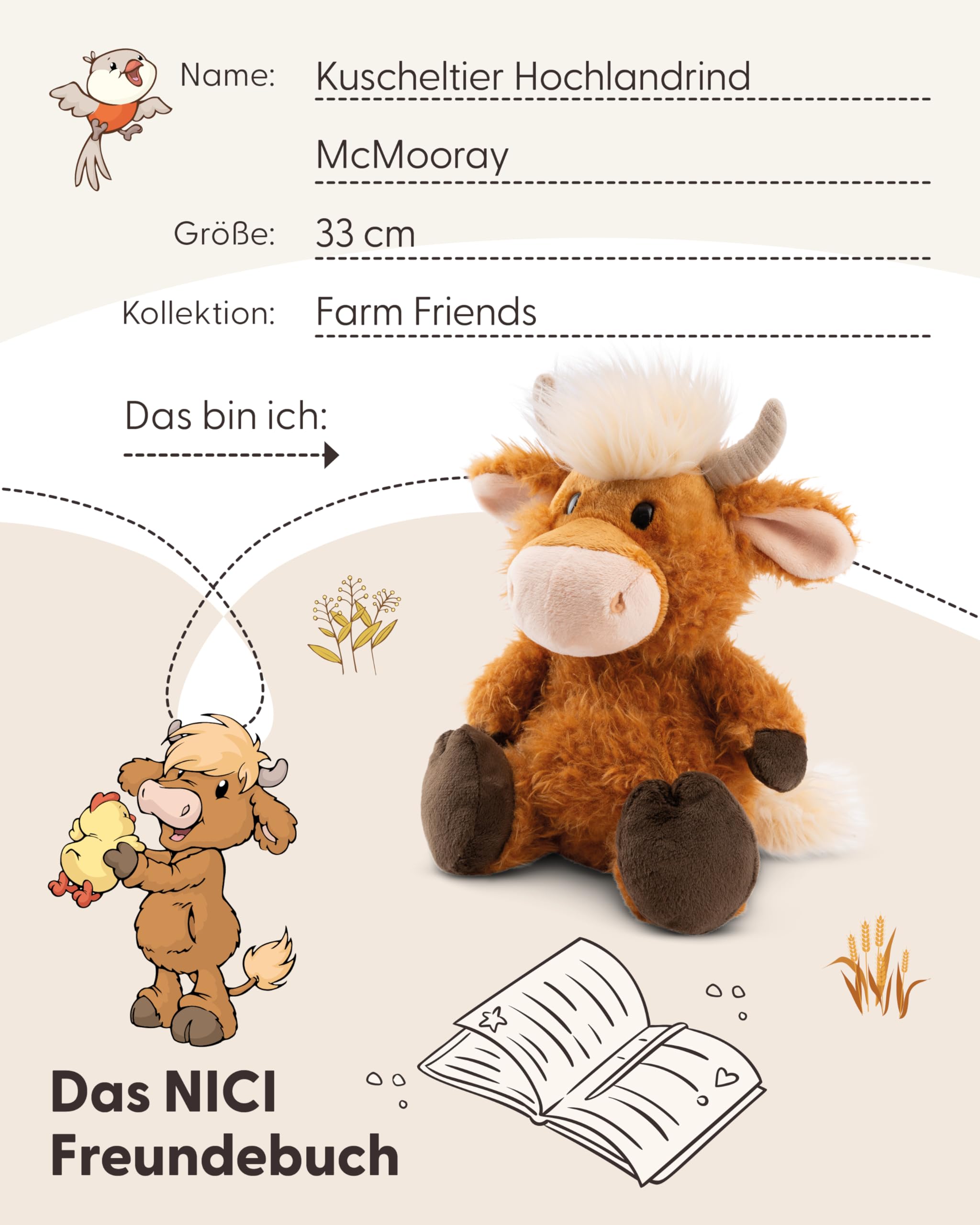 NICI Kuscheltier Hochlandrind McMooray 33cm braun - Stofftier aus weichem Plüsch, niedliches Plüschtier zum Kuscheln und Spielen, für Kinder & Erwachsene - tolle Geschenkidee - 61118 5